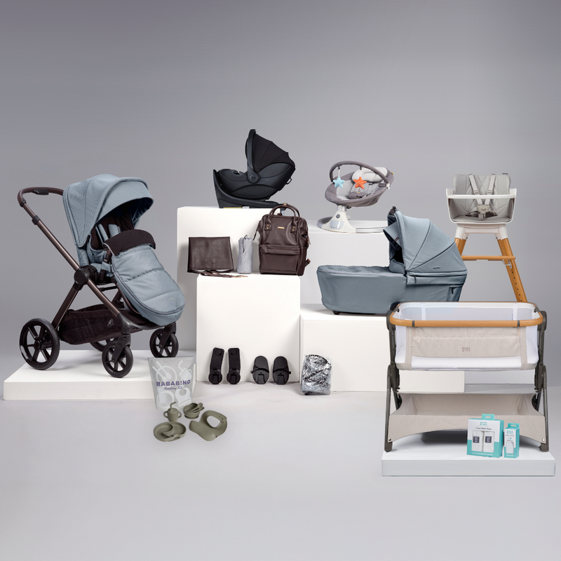 BabaBing 18 Piece Raffi Travel, Home & Feeding Bundle with Spin Car Seat & ISOFIX Base - Duck Egg