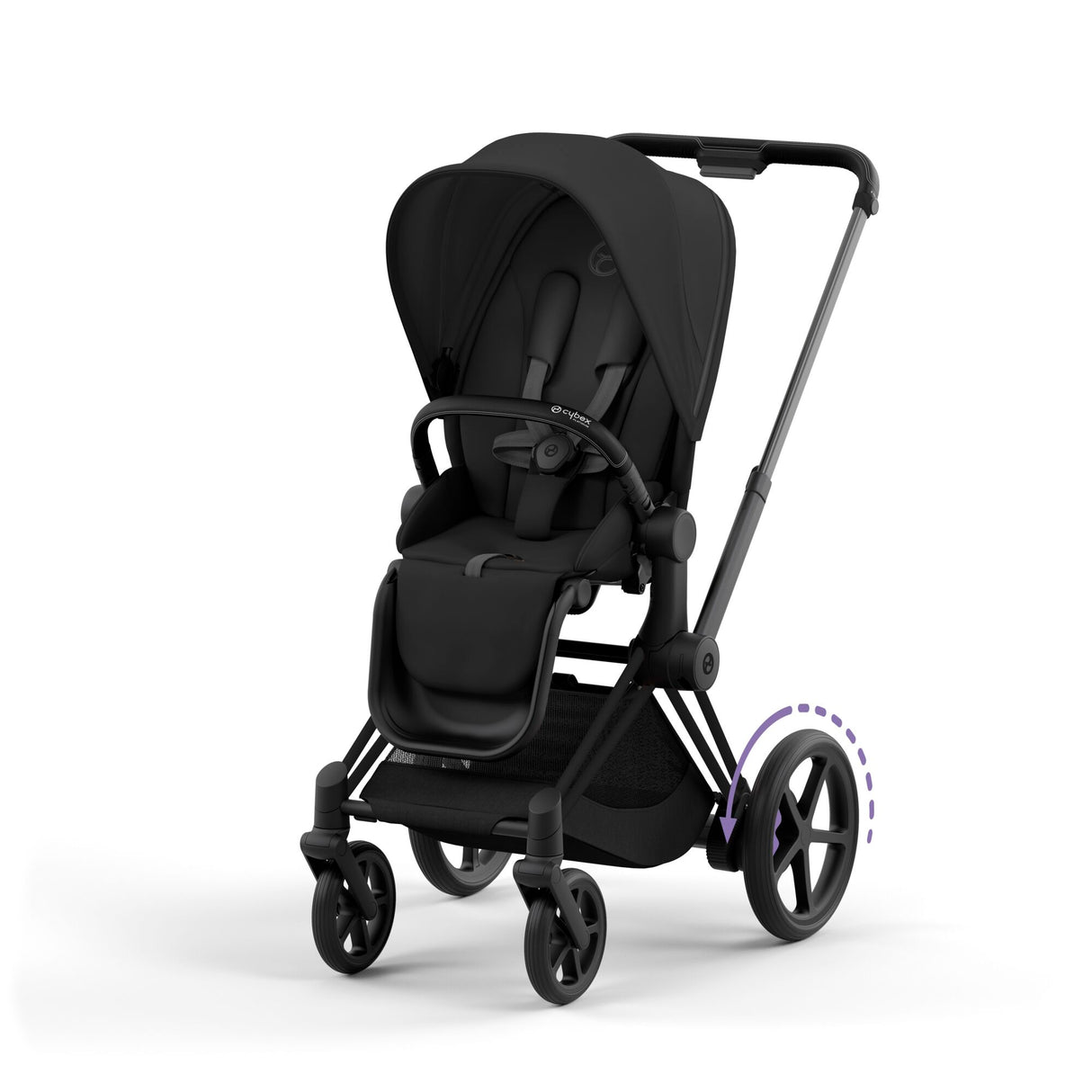 Cybex e-Priam Travel System with Accessories, Cloud T Car Seat & ISOFIX Base - Sepia Black / Matt Black Frame