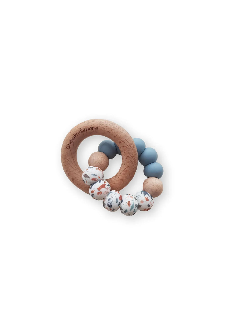 Chewies Wooden & Silicone Sea Teething Ring - Navy/Baby Blue