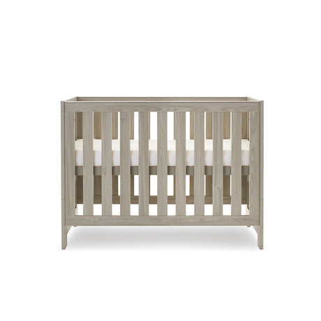 Obaby Nika Mini 3 Piece Nursery Furniture Set with Cot Bed, Dresser & Wardrobe – Grey Wash