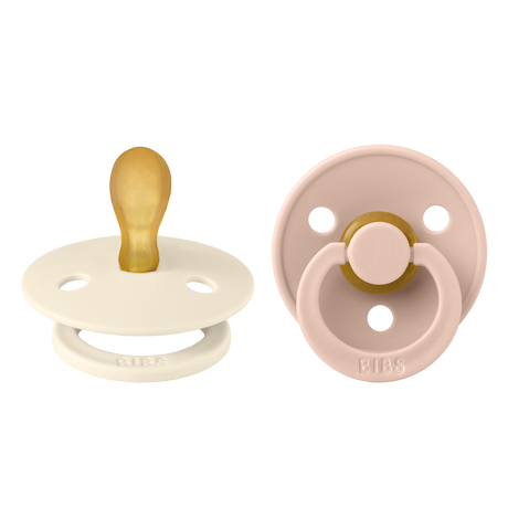 BIBS Colour Symmetrical Latex Pacifiers Size 2 – Ivory & Blush (2 Pack)