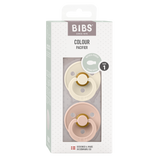 BIBS Colour Symmetrical Latex Pacifiers Size 1 – Ivory & Blush (2 Pack)