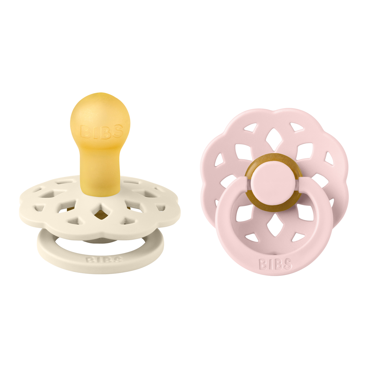 BIBS Boheme Round Latex Pacifiers Size 1 – Ivory & Blush (2 Pack)