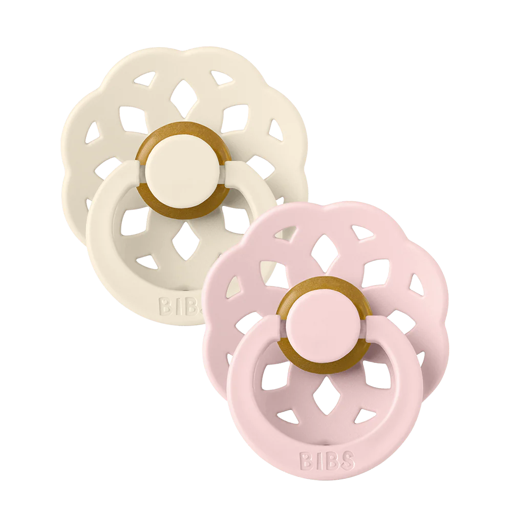 BIBS Boheme Round Latex Pacifiers Size 2 – Ivory & Blush (2 Pack)