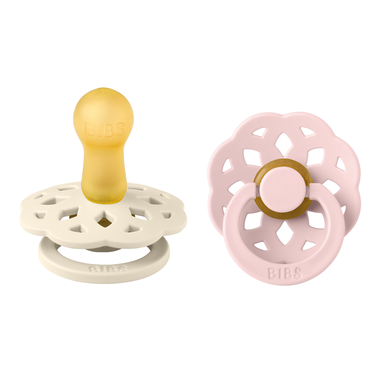 BIBS Boheme Round Latex Pacifiers Size 2 – Ivory & Blush (2 Pack)