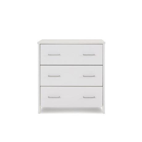 Obaby Nika Mini 3 Piece Nursery Furniture Set with Cot Bed, Dresser & Wardrobe – White Wash