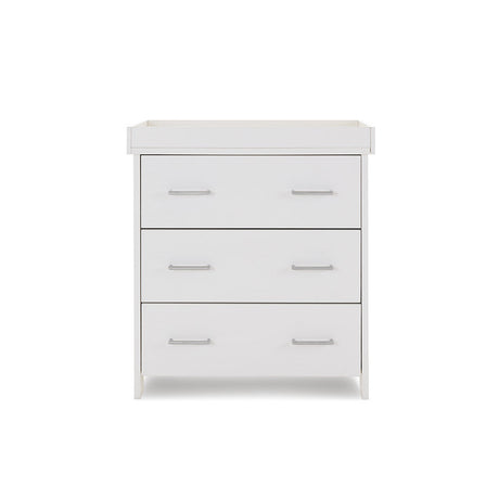 Obaby Nika Mini 3 Piece Nursery Furniture Set with Cot Bed, Dresser & Wardrobe – White Wash