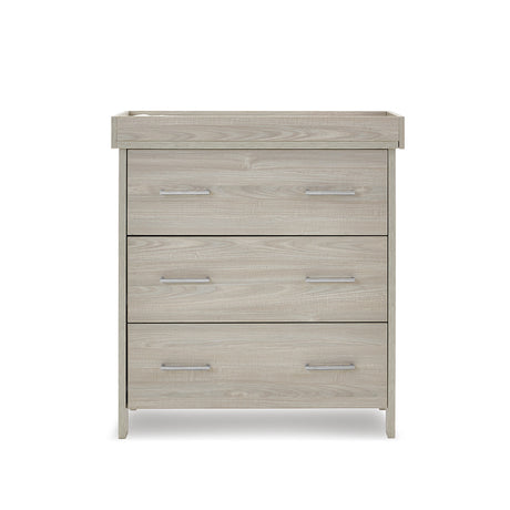 Obaby Nika Mini 3 Piece Nursery Furniture Set with Cot Bed, Dresser & Wardrobe – Grey Wash