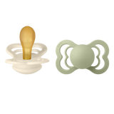 BIBS Supreme Symmetrical Latex Pacifiers Size 2 – Ivory & Sage (2 Pack)