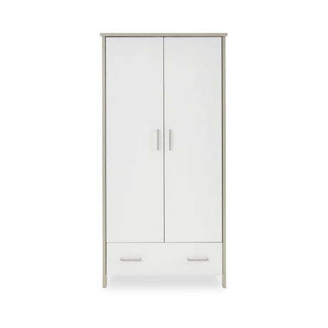 Obaby Nika Mini 3 Piece Nursery Furniture Set with Cot Bed, Dresser & Wardrobe – Grey Wash & White