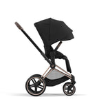Cybex Priam Travel System with Accessories, Cloud T Car Seat & ISOFIX Base - Sepia Black / Rose Gold Frame