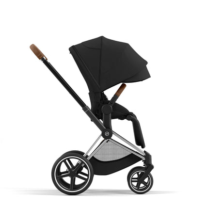 Cybex Priam Travel System with Accessories, Cloud T Car Seat & ISOFIX Base - Sepia Black / Chrome Brown Frame