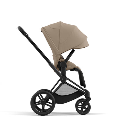 Cybex Priam Travel System with Accessories, Cloud T Car Seat & ISOFIX Base - Cozy Beige / Matt Black Frame