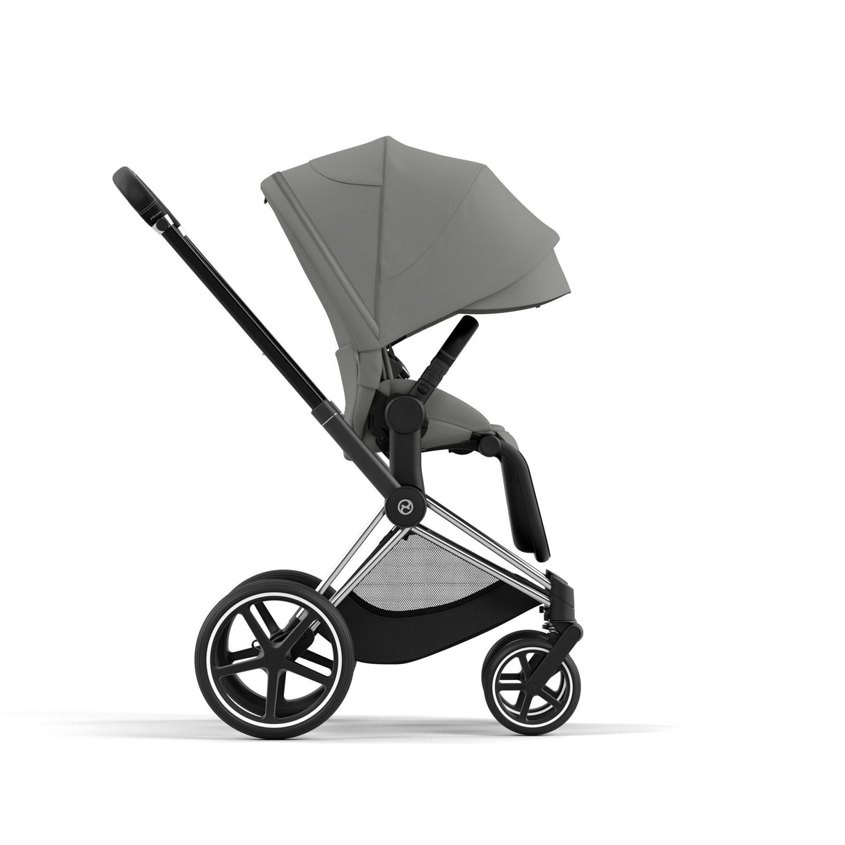 Cybex Priam Travel System with Accessories, Cloud T Car Seat & ISOFIX Base - Mirage Grey / Chrome Black Frame
