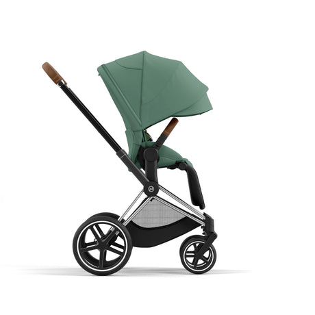 Cybex Priam Travel System with Accessories, Cloud T Car Seat & ISOFIX Base - Leaf Green / Chrome Brown Frame