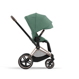 Cybex Priam Travel System with Accessories, Cloud T Car Seat & ISOFIX Base - Leaf Green / Rose Gold Frame