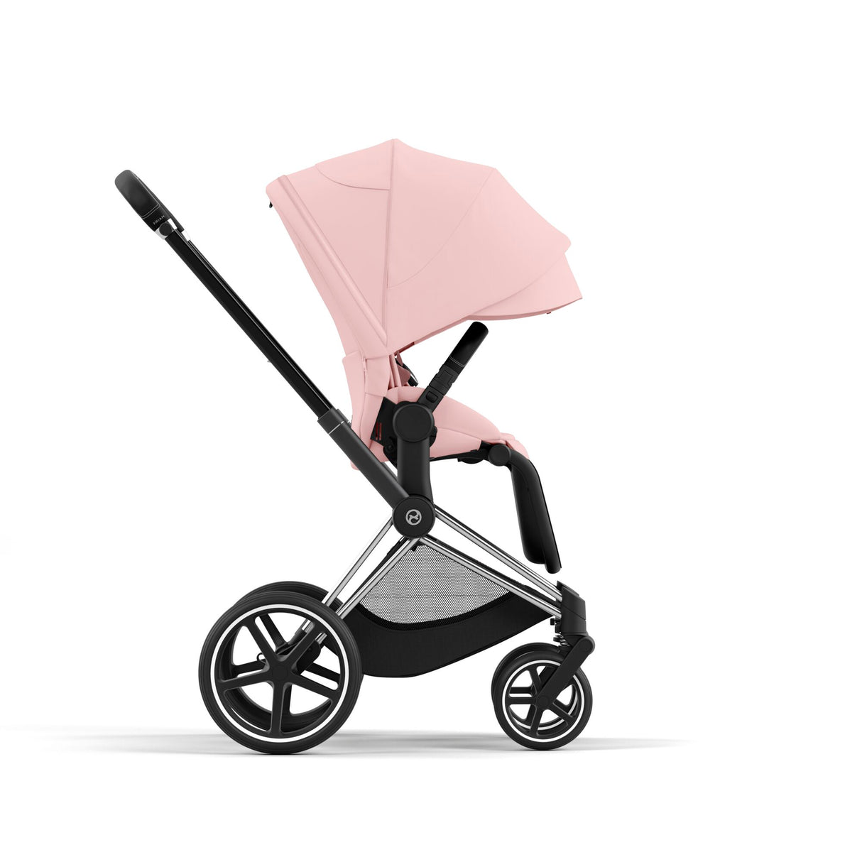 Cybex Priam Travel System with Accessories, Cloud T Car Seat & ISOFIX Base - Peach Pink / Chrome Black Frame