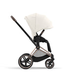 Cybex Priam Travel System with Accessories, Cloud T Car Seat & ISOFIX Base - Off White / Rose Gold Frame