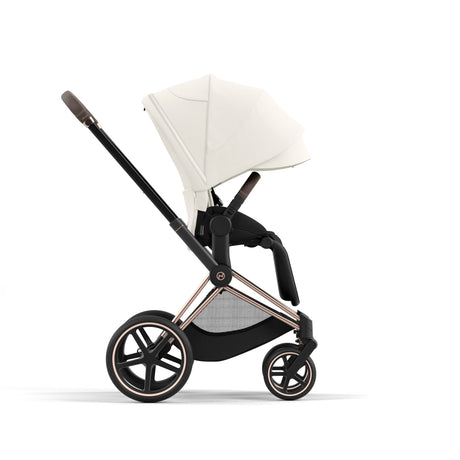 Cybex Priam Travel System with Accessories, Cloud T Car Seat & ISOFIX Base - Off White / Rose Gold Frame