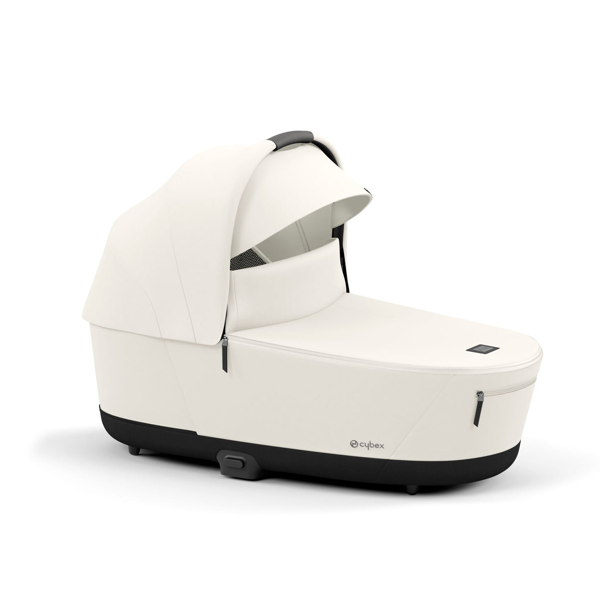 Cybex Priam Travel System with Accessories, Cloud T Car Seat & ISOFIX Base - Off White / Matt Black Frame