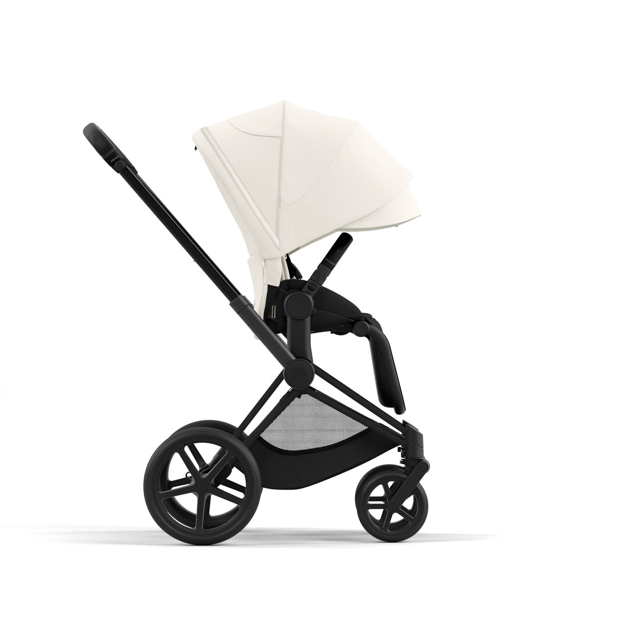Cybex Priam Travel System with Accessories, Cloud T Car Seat & ISOFIX Base - Off White / Matt Black Frame