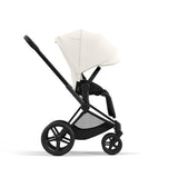 Cybex Priam Travel System with Accessories, Cloud T Car Seat & ISOFIX Base - Off White / Matt Black Frame