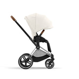 Cybex Priam Travel System with Accessories, Cloud T Car Seat & ISOFIX Base - Off White / Chrome Brown Frame