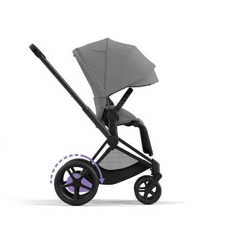 Cybex e-Priam Travel System with Accessories, Cloud T Car Seat & ISOFIX Base - Mirage Grey / Matt Black Frame