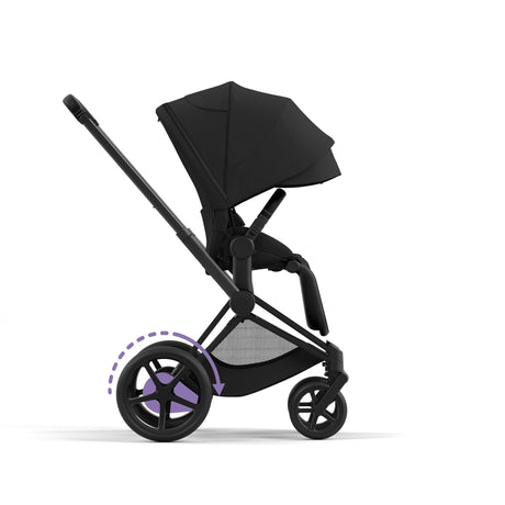 Cybex e-Priam Travel System with Accessories, Cloud T Car Seat & ISOFIX Base - Sepia Black / Matt Black Frame