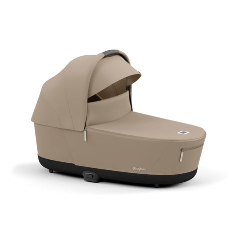 Cybex Priam Travel System with Accessories, Cloud T Car Seat & ISOFIX Base - Cozy Beige / Chrome Brown Frame