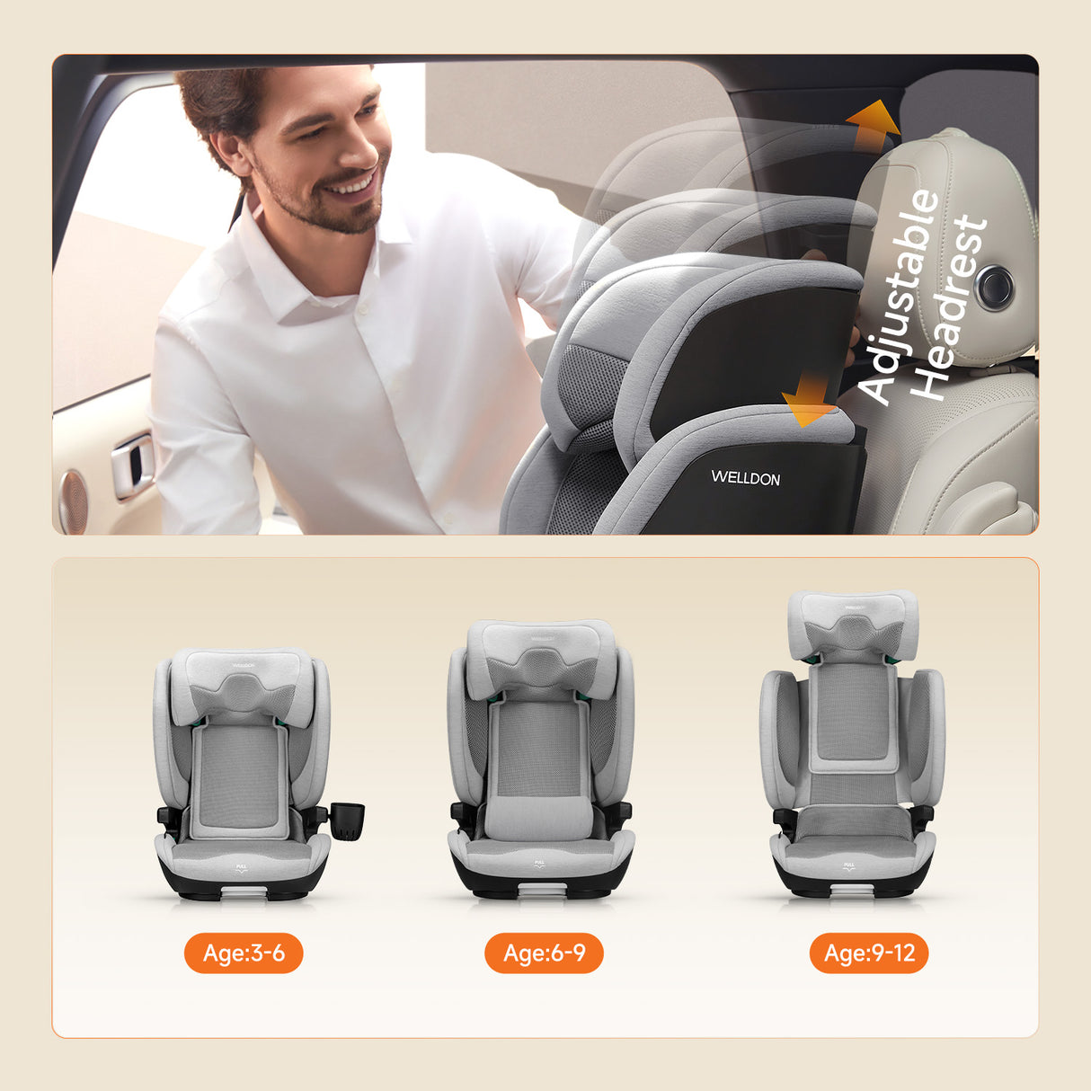 Welldon Cocoon Travel 2 High Back Booster - Moonstone