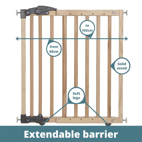 Clippasafe Extendable Wooden Screw Fit Stair Gate or Pressure Fit Safety Barrier (68cm-102cm) | Barrier Only when Pressure Fitted