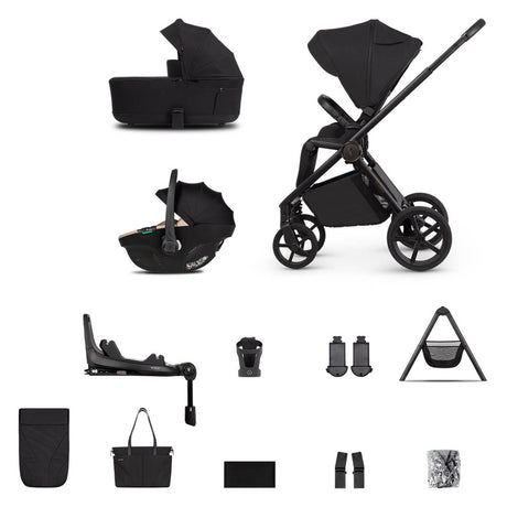 Venicci Claro 2 Plus Travel System with Accessories, Tiago Car Seat & ISOFIX Base - Noir