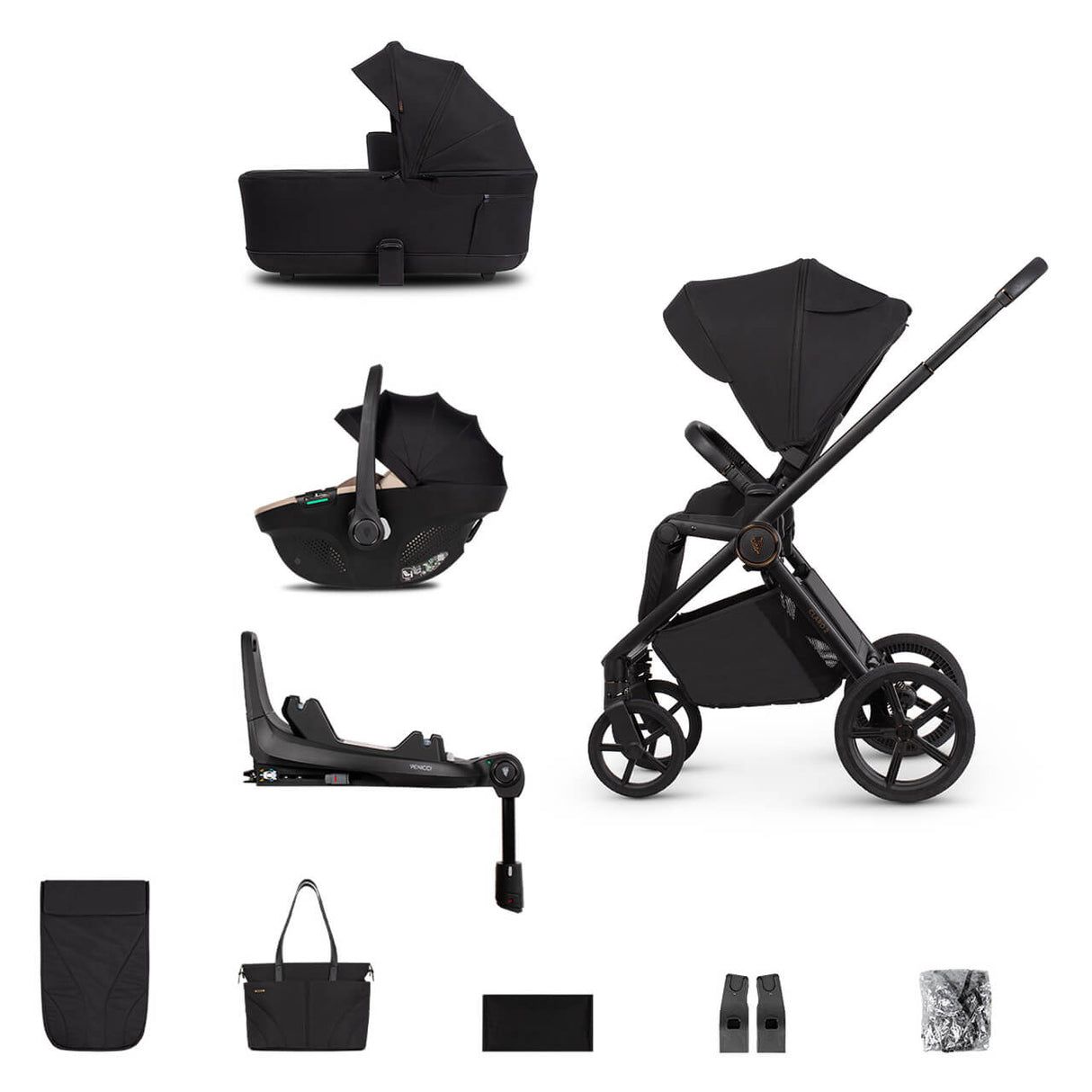 Venicci Claro 2 Travel System with Tiago Car Seat and ISOFIX Base - Noir