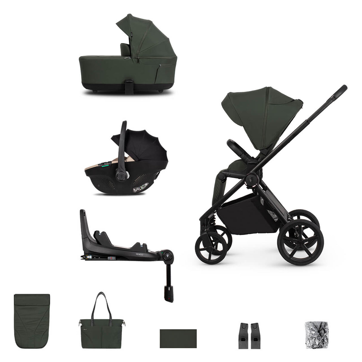 Venicci Claro 2 Travel System with Tiago Car Seat and ISOFIX Base - Forest