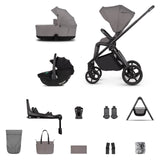 Venicci Claro 2 Plus Travel System with Accessories, Tiago Car Seat & ISOFIX Base - Fog