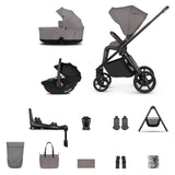 Venicci Claro 2 Plus Travel System with Accessories, Tiago Car Seat & ISOFIX Base - Fog