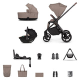 Venicci Claro 2 Plus Travel System with Accessories, Tiago Car Seat & ISOFIX Base - Almond