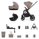 Venicci Claro 2 Plus Travel System with Accessories, Tiago Car Seat & ISOFIX Base - Almond