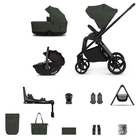 Venicci Claro 2 Plus Travel System with Accessories, Tiago Car Seat & ISOFIX Base - Forest