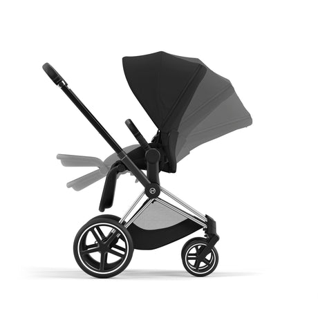Cybex Priam Travel System with Accessories, Cloud T Car Seat & ISOFIX Base - Sepia Black / Chrome Black Frame