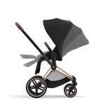 Cybex Priam Travel System with Accessories, Cloud T Car Seat & ISOFIX Base - Sepia Black / Rose Gold Frame