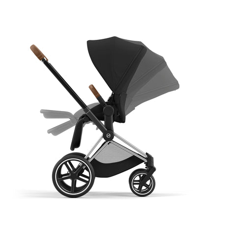 Cybex Priam Travel System with Accessories, Cloud T Car Seat & ISOFIX Base - Sepia Black / Chrome Brown Frame