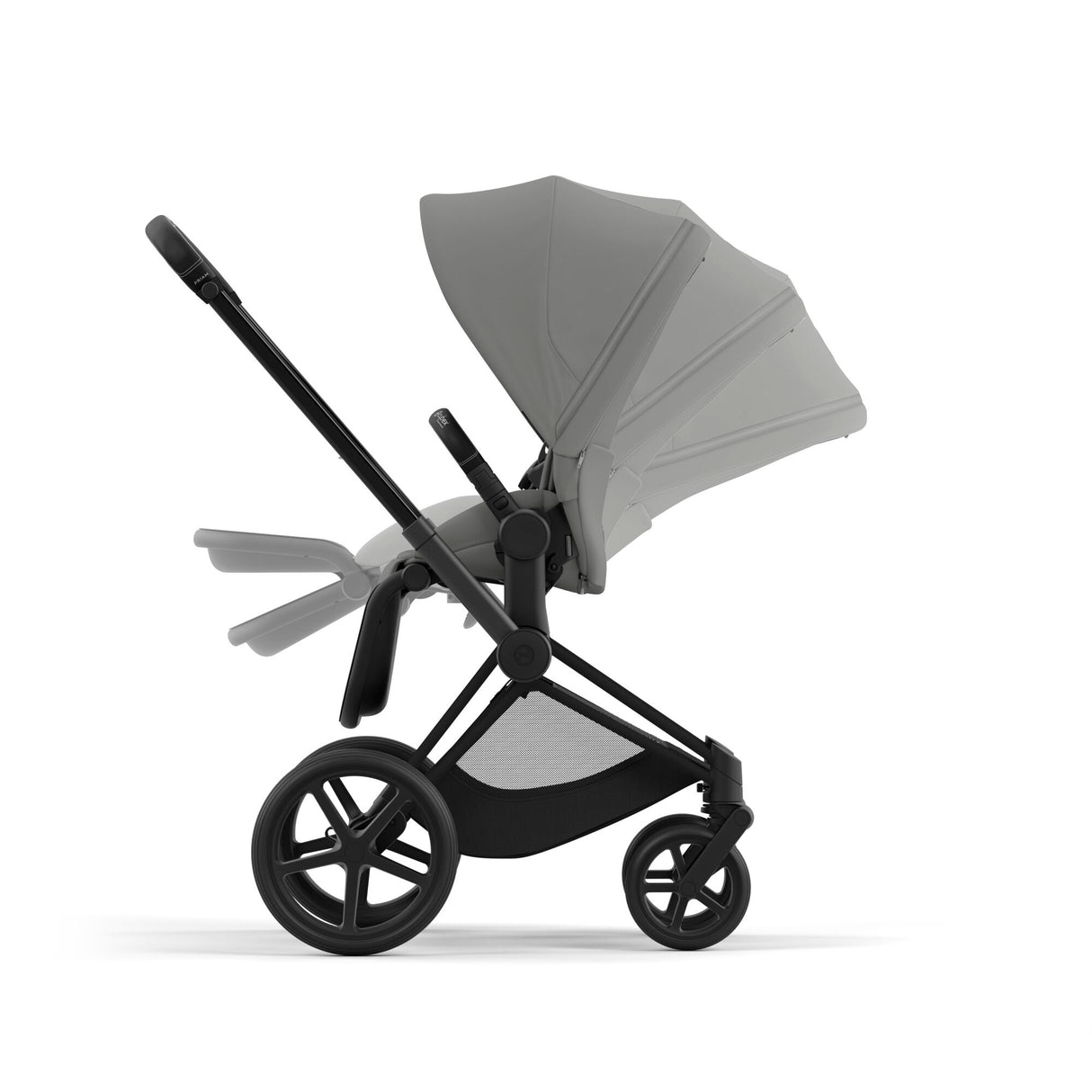 Cybex Priam Travel System with Accessories, Cloud T Car Seat & ISOFIX Base - Mirage Grey / Matt Black Frame