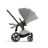 Cybex Priam Travel System with Accessories, Cloud T Car Seat & ISOFIX Base - Mirage Grey / Rose Gold Frame