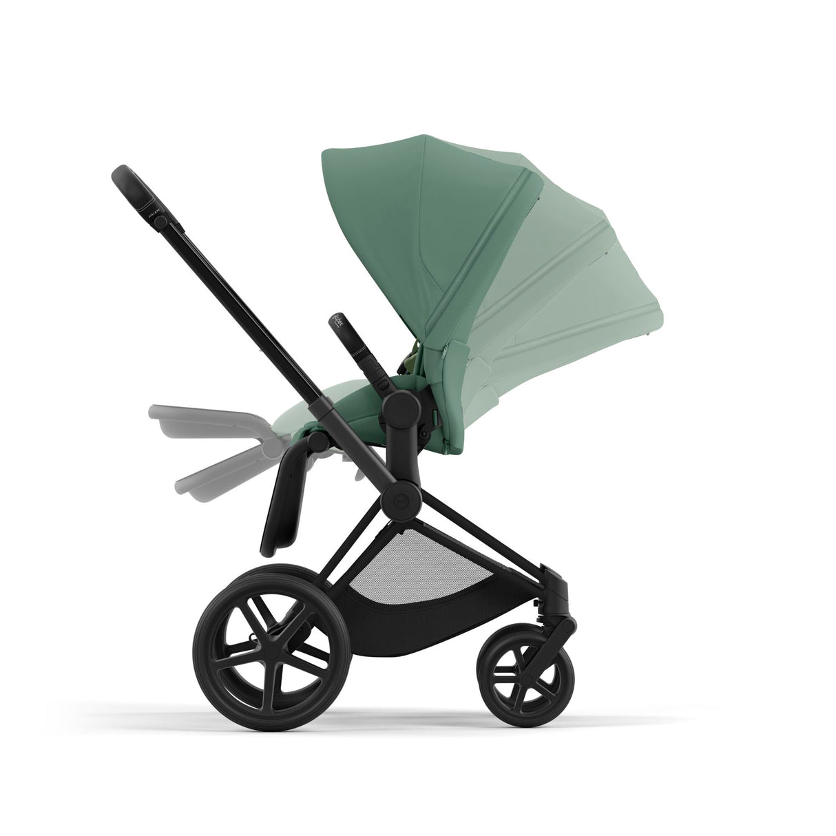 Cybex Priam Travel System with Accessories, Cloud T Car Seat & ISOFIX Base - Leaf Green / Matt Black Frame