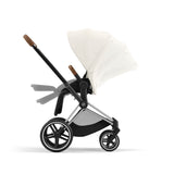 Cybex Priam Travel System with Accessories, Cloud T Car Seat & ISOFIX Base - Off White / Chrome Brown Frame