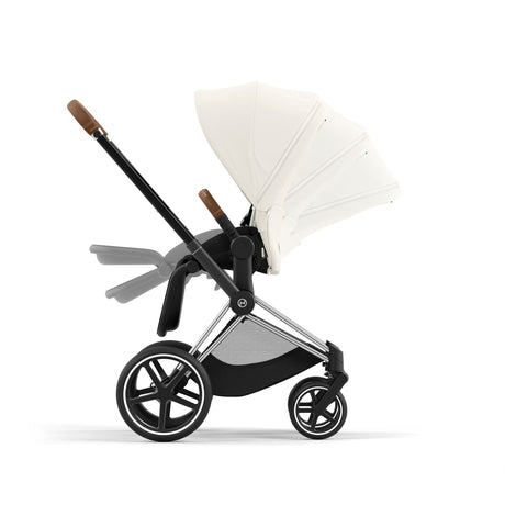 Cybex Priam Travel System with Accessories, Cloud T Car Seat & ISOFIX Base - Off White / Chrome Brown Frame