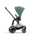Cybex e-Priam Travel System with Accessories, Cloud T Car Seat & ISOFIX Base - Leaf Green / Chrome Black Frame
