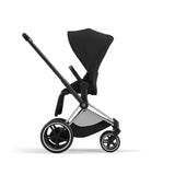 Cybex e-Priam Travel System with Accessories, Cloud T Car Seat & ISOFIX Base - Sepia Black / Chrome Black Frame